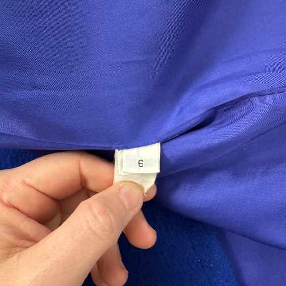 Vintage 70s Larry Levine Women Union Made ILGWU Blue Wool Crest Embroidered Coat - Picture 12 of 15